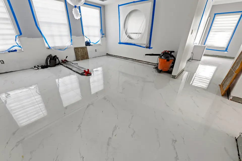 Interior wall and flooring finish detail