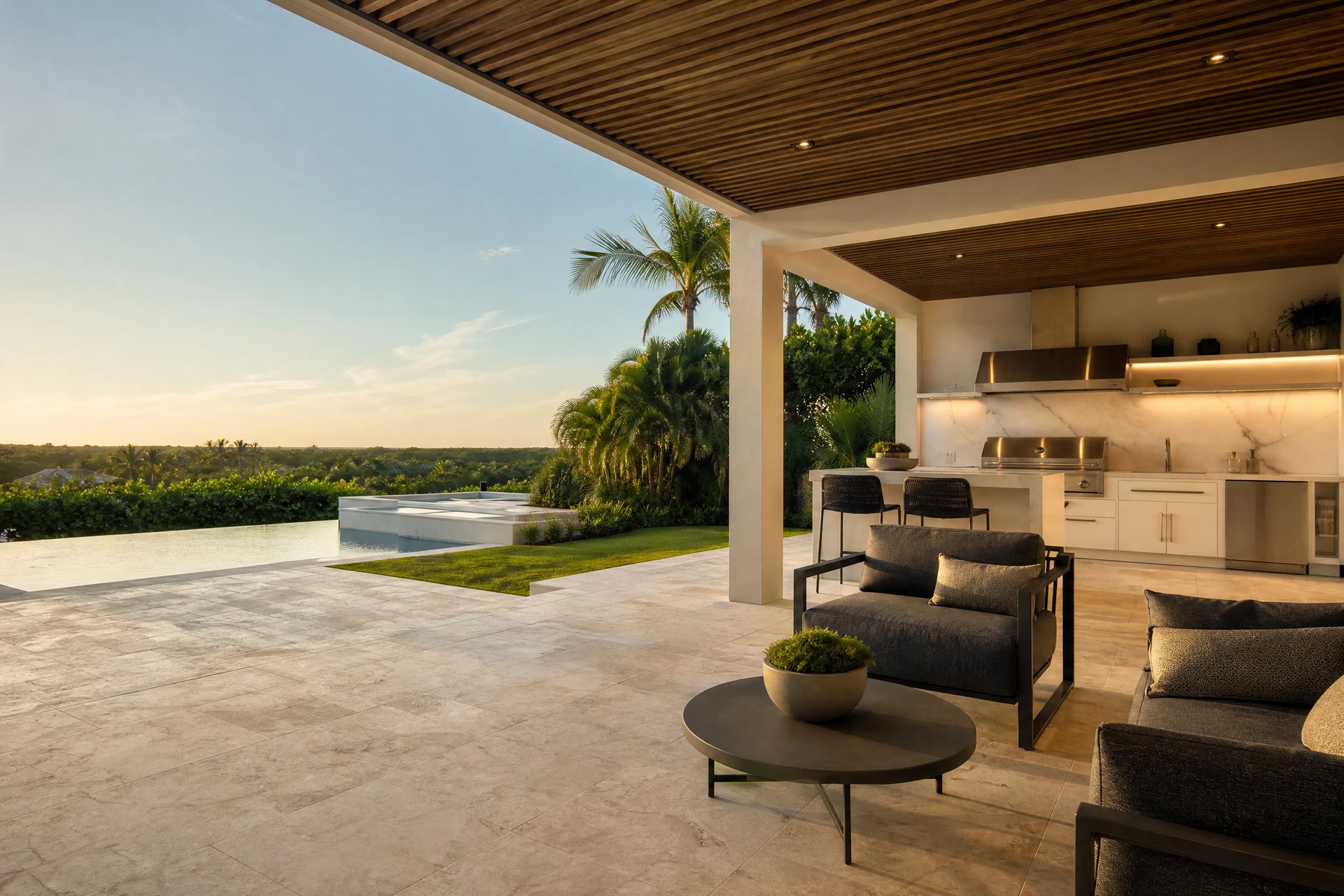 Generic editorial image of a refined South Florida outdoor living space